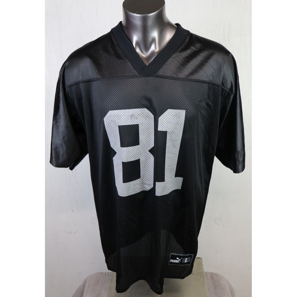 Vintage Raiders Tim‎ Brown 81 Jersey Black Silver Puma 90s Size L